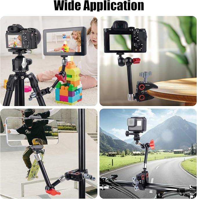 Universal Power Clamp with 1/4"-3/8" Threads & Cold Shoe - Multi-Angle Camera/Desktop Clamp for DSLR, LCD Monitor, Bike Mount (12-45mm Clamping Range) 62023 - Image 7