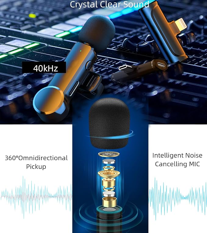 NPTCL Mini Wireless Microphone USB C for iPhone 17/16/15, Android Phone | Noise Canceling Clip on Mic,10 Hour Battery Life, 100Ft Transmission for Video Recording Vlogging Streaming Youtube Tiktok - Image 6