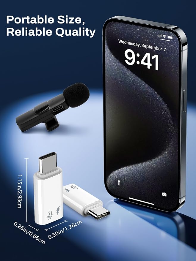 TiMOVO USB C to Lavalier Microphone Adapter, Not for Headphone and Data | 2 Pack Lighting to USB c Adapter for Wireless Lavalier Microphone, iPhone 17/16/15 Series, iPad Pro/Air, White - Image 6