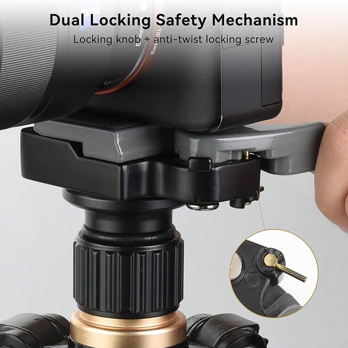 323 RC2 Quick Release Plate, with 1/4" and 3/8" Camera Screw, Grey | Aluminum Alloy Rapid Adapter Tripod Mount Plate Fit Only for Manfrotto Tripod - Image 4