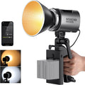 NEEWER MS60B LED Video Light 2.4G/APP Control, 65W Metal Mini Compact COB Continuous Output Lighting Spotlight 2700K-6500K, 40000lux@1m, CRI 97+/TLCI 98+, 12 Effects, PWM Dimming, Bowens Mount, Silver by Neewer