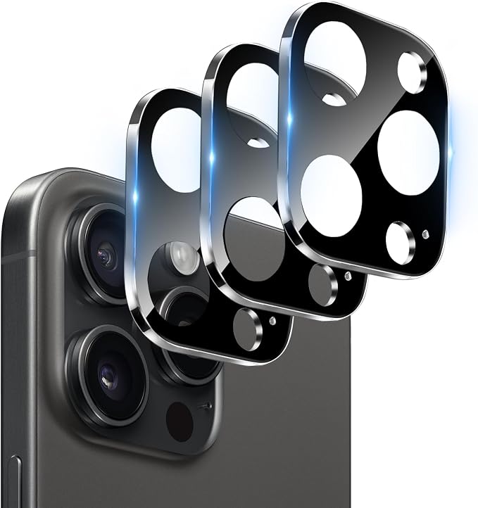 Dengduoduo 3 Pack Camera Lens Protector for iPhone 16 Pro 6.3 inch and 16 Pro Max 6.9 inch, Tempered Glass, Ultra HD, 9H Hardness, Anti-Scratch, Case Friendly [No Affect on Night Shots] by Dengduoduo