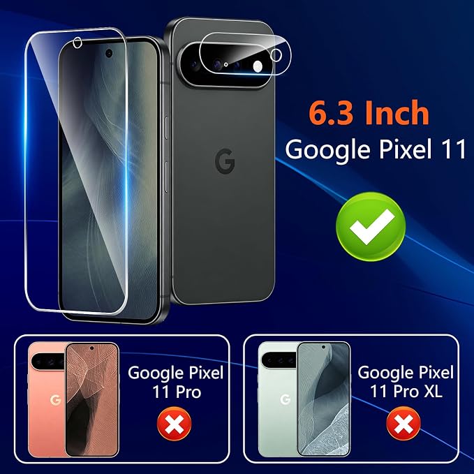 Glass Screen Protector for Google Pixel 11 with Camera Lens Protector | （3+2 Pack） 9H Tempered Glass,Fingerprint Unlock,Anti-Scratch,Bubble Free,Case Friendly - Clear - Image 2