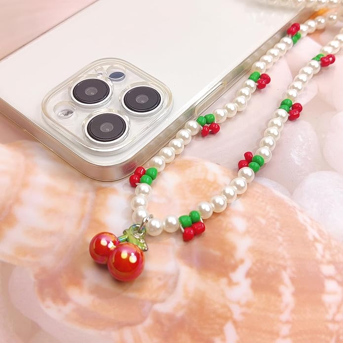 cioatu Phone Charms Cute Cherry Butterfly Cell Phone Lanyard Strap Wrist Strap for Bag Airpods Camera Pendants Decor - Image 7