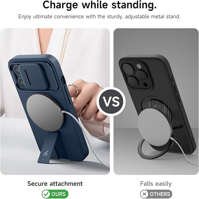 SURITCH for iPhone 13 Pro Case with Magnetic Camera Slide Cover and Adjustable Kickstand, Compatible with MagSafe, Shockproof Bumper Case Slim Protective Cover for iPhone 13 Pro 6.1 Inch, Blue - Image 5
