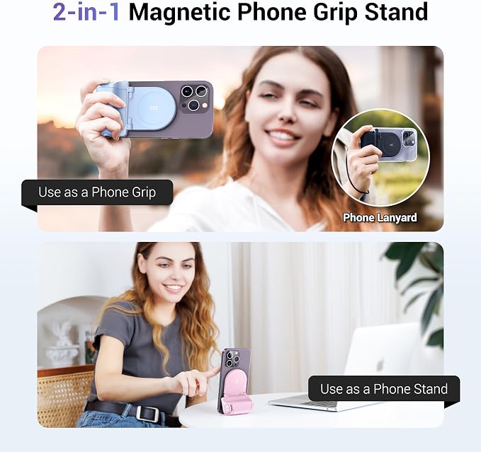 JJC Magnetic Phone Camera Grip Handle with Remote for MagSafe iPhone, Pink | Camera Handle Bluetooth Bracket for iPhone Air 17 16 15 14 13 12 Pro Max MagSafe Case, Ideal for Photography/Video/Vlogging - Image 2