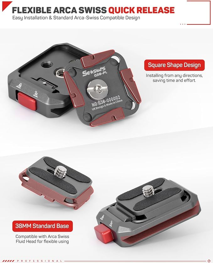 IFOOTAGE Q38 Quick Release Plate Camera Tripod Mount Adapter | QR Adapter with 1/4" Screw Compatible with Sony Canon DSLR Cameras, Tripods Monopods Sliders Stabilizers Monitors - Image 4
