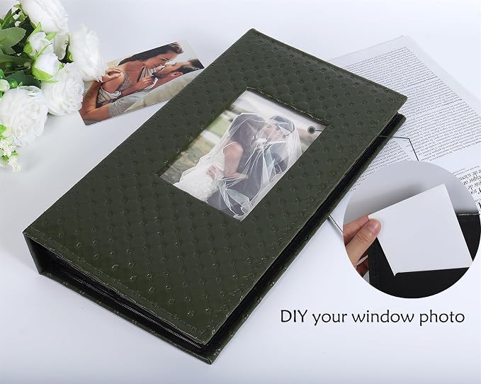 RECUTMS Photo Album 4x6 Pictures, 300 Pockets Large Capacity Picture Album | Acid-Free Black Pages, Leather Cover, Horizontal Pockets, Custom Photo Cover, Perfect for Wedding, Family&Trave - Image 3