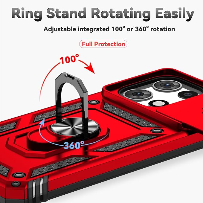 for Moto G 2026 /Moto G Play 2026 Case,with Screen Protector and Camera Cover,[Military Grade] 16ft.Drop Tested Cover with Magnetic Kickstand Protective Case for Motorola G 2026, Red - Image 5