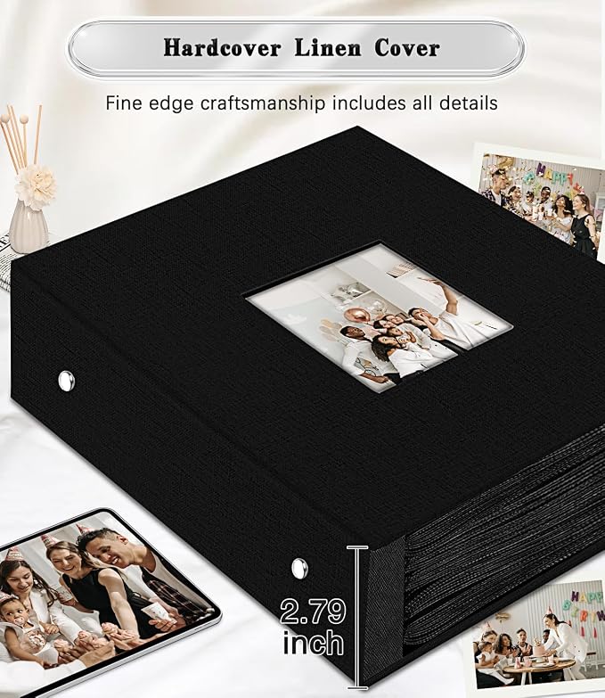 Ejblfe Photo Album 4x6,Linen Cover Slide-in Photo Album Book Can Holds 1000 4x6 Photos with 100 Black Sheets for Family,Wedding,Baby and Holiday Pictures (Black) - Image 5
