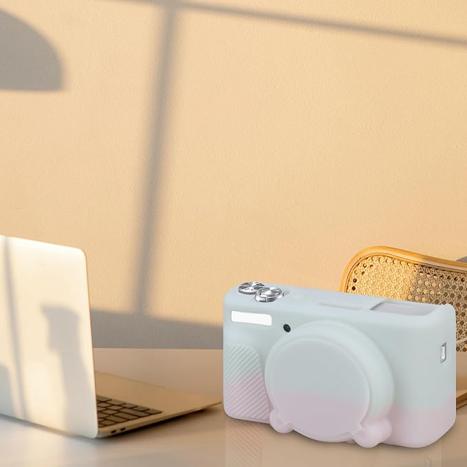 BOVKE Silicone Camera Case for Canon PowerShot SX740 / SX730 Digital Camera, SX740 HS Soft Protective Case Cover Rubber Camera Slim Fit Sleeve with Removable Lens Cover, Jelly Pink Green - Image 7