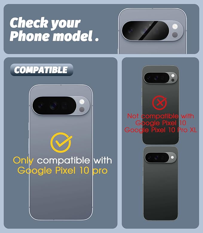 Orzero (3 Pack Camera Lens Protector Compatible for Google Pixel 10 Pro (Not for XL Model), Protector de Cámera Case Friendly Tempered Glass 9H High Definition Microphone Cutout Anti-Scratch - Image 2