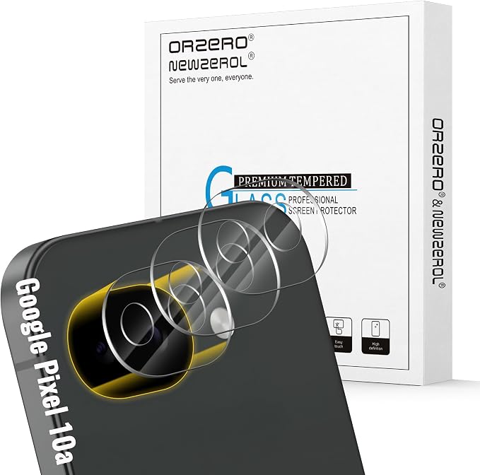 Orzero (3 Pack Camera Lens Protector Compatible for Google Pixel 10a, Protector de Cámera Tempered Glass 9H High Definition Anti-Scratch Bubble-Free Case Friendly by JumpIntoOrzeroLet%E2%80%99sExploreLikeNeverBefore