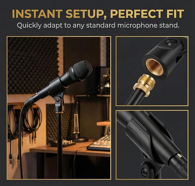 Universal Microphone Clip Holder, Comes with 5/8" Male to 3/8" Female Screw Adapter Suitable for Handheld Microphones, 2-Pack - Image 8