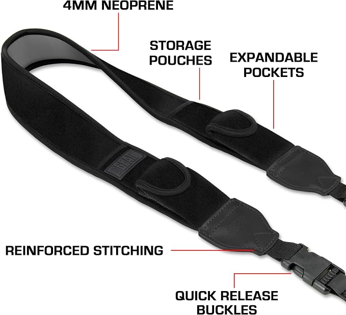 USA Gear TrueSHOT Camera Strap Neoprene Camera Straps - Padded Neck Strap, Pockets, and Quick Release Buckles - Compatible with Canon, Nikon, Sony and More DSLR and Mirrorless Cameras (Black) - Image 4