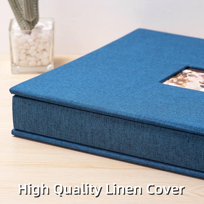 HoneyTolly Large Photo Album Self Adhesive, DIY Scrapbook Album for 600 Photos, 13"x12.6" 120 Pages Linen Cover Memory Book(Blue) - Image 6