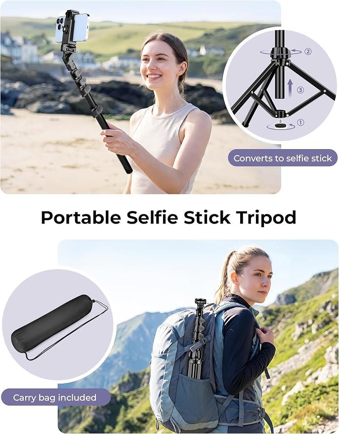 Phone Tripod Stand, 81" Tall Cellphone Tripod for iPhone with Gooseneck | Flexible Portable Phone Stand for Recording with Remote, Compatible with iPhone 17 16 15 Pro Android Camera - Image 7