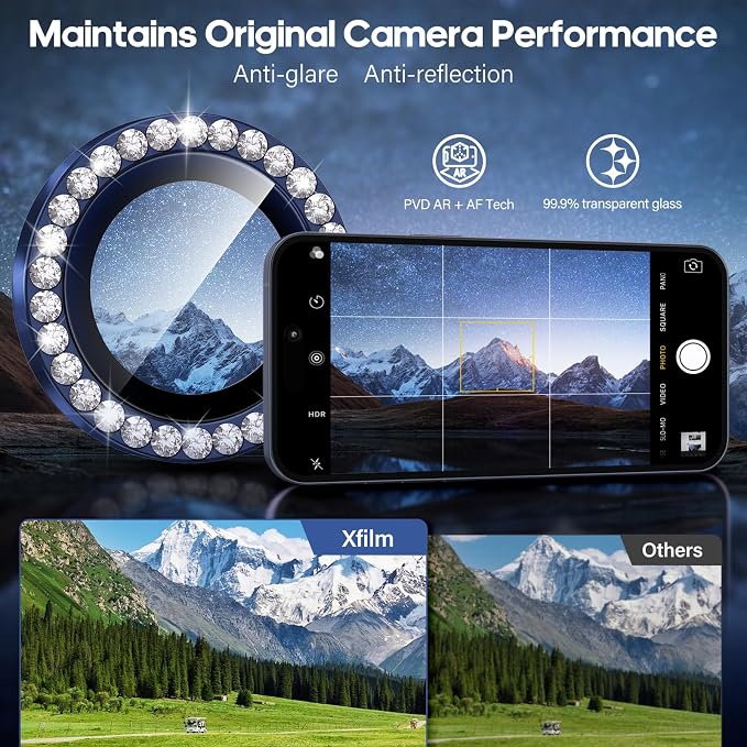 iPhone 17 Pro/17 Pro Max Camera Lens Protector Bling Diamond, Blue | Individual Metal, 9H Hardness, Scratch Resistant, Shockproof, Drop Protection, Case Friendly, Stylish Accessories - Image 4