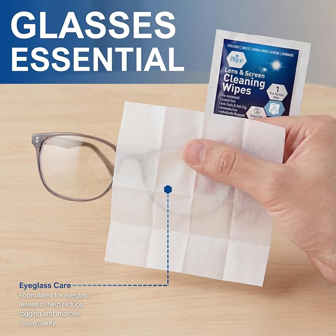 MED PRIDE Lens and Screen Cleaning Wipes for Eyeglasses, Touch Screens, Cameras, Anti-Fog, Scratch-, Anti-Static (100 100 Count (Pack of 1)) - Image 8