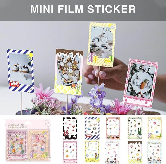 Mini Kit for Fujifilm Instax Mini Instant Camera, Blue Pink Pastel | Fits for Instax Mini 13/12/11/41/SE/EVO Camera, Universal Mini Camera Bag, with 64 Photo Album, DIY Stickers, No Camera - Image 6