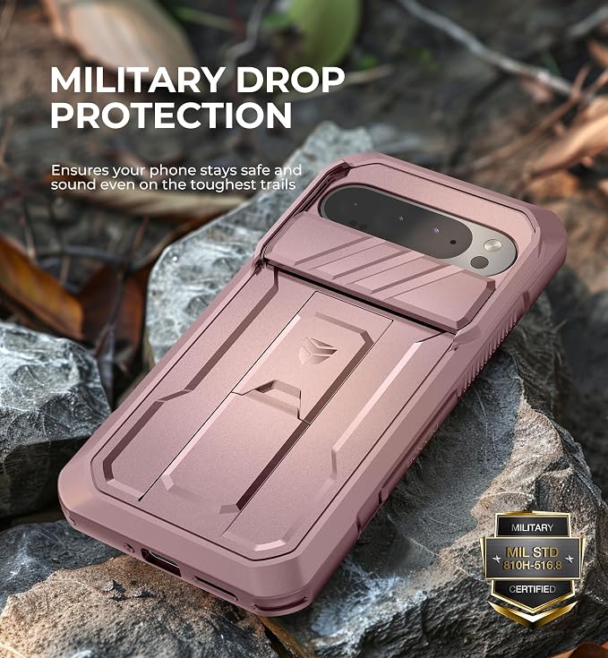 Dexnor for Google Pixel 9 Pro XL Case with Slide Camera Cover & Built-in Screen Protector & Heavy-Duty Kickstand,Full-Body Protective Cover Rugged Bumper Cases for Pixel 9 Pro XL,Peony Pink(2024) - Image 5