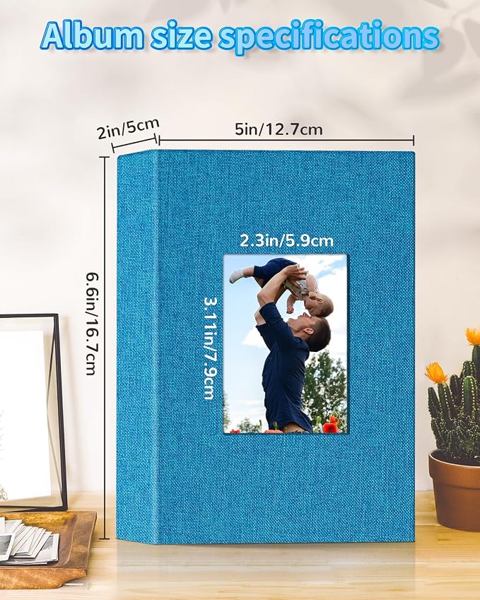 Artfeel Photo Album 4x6 with 100 Pockets,Slip-in Picture Albums,Linen Cover Memory Book with Front Window,White Page Vertical Photo Book for Wedding,Family,Anniversare,Baby,Vacation - Image 3
