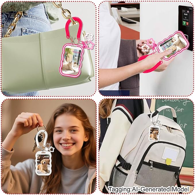 2 Pack Cute Photocard Holder Keychain,Kpop Photo Card Holder | Creative Photo Protector Keychain Accessories for Bus Card, Daily Display & Travel Decorations Gifts - Image 7