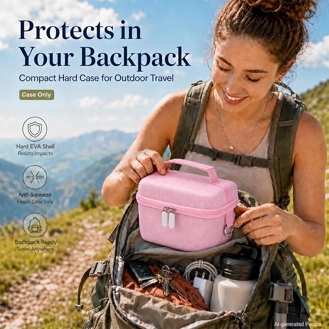 Comecase Large Travel 4K Vlogging Camera Case for Duluvulu/for AUREAPIX | Outdoor Camera Holder with 2 Dividers and Mesh Pocket, for Vloggers and Content Creators, Trip Ready, Full Pink - Case Only - Image 8