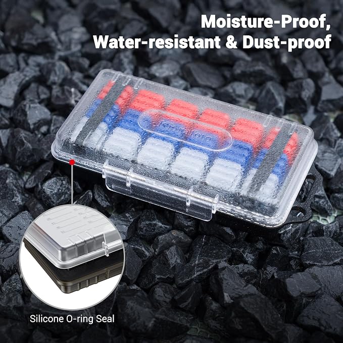 Dual Protect Waterproof MicroSD Card Case w 54 Small Plastic TF Card Cases | 54 Slots,Transparent,Water-Resistant Camera Memory Card Holder,for 54x MicroSD MicroSDHC MicroSDXC MSD,w Carabiner & Labels - Image 2