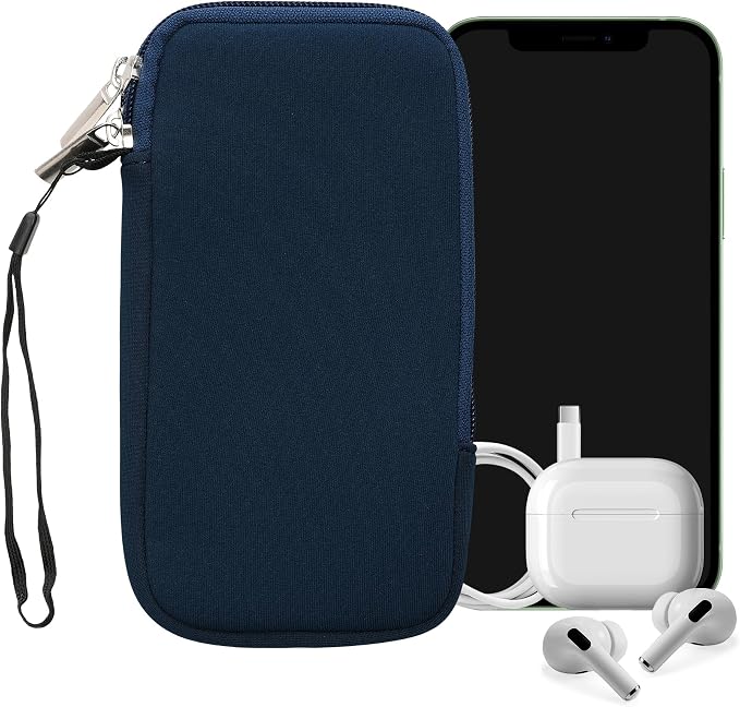 kwmobile Universal Phone Pouch Size XXL - 7" - Neoprene Smartphone Pouch with Zip - Water-Repellent Mobile Phone Case - Sleeve in Navy Blue - Image 8