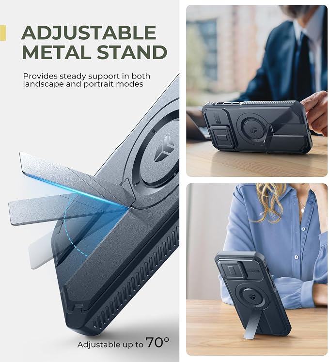 Dexnor for iPhone 14 Pro Max Case with Slide Camera Cover & Adjustable Kickstand, Compatible with MagSafe, Rugged Shockproof Bumper Cases Heavy-Duty Magnetic Protective Cover,6.7 inch,Navy Blue - Image 5