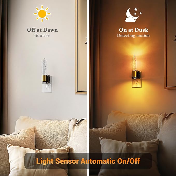 JandCase Night Light, Flameless Candle Night Lights Plug into Wall 2 Pack | Dusk to Dawn Sensor Aesthetic Automatic Nightlight, Amber Dimmable LED Nightlights, Decorative nite light for Adults Bathroom - Image 2