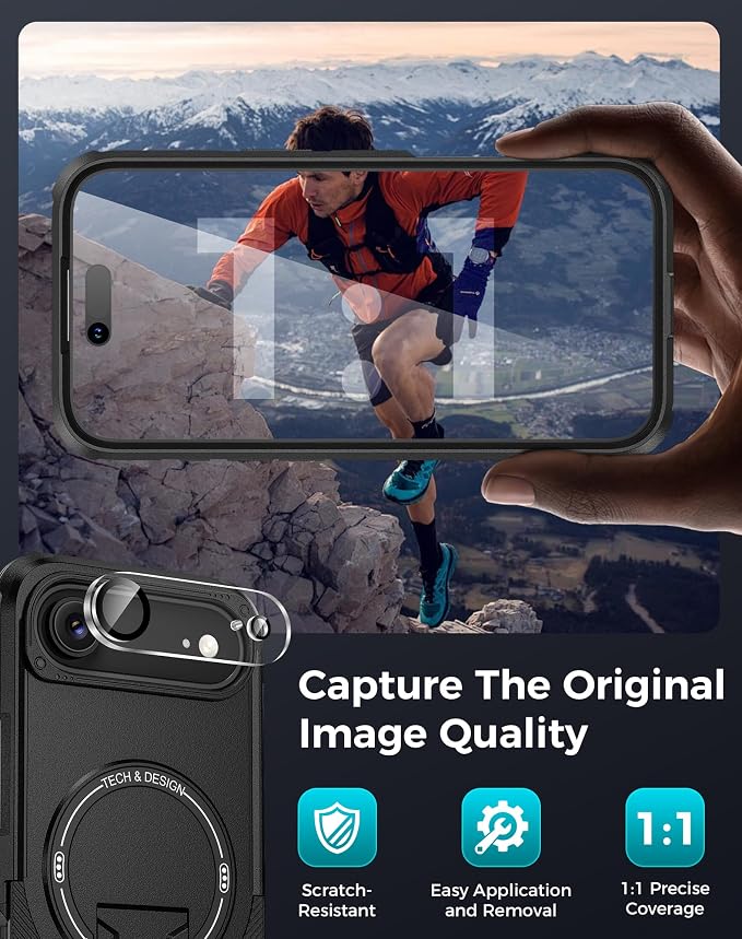 Goton 3 in 1 for iPhone Air Case with Privacy Screen Protector Black | Glass Camera Lens Protector,Compatible for MagSafe,Invisible Kickstand, Shockproof Phone Cover for iPhone 17air - Image 7
