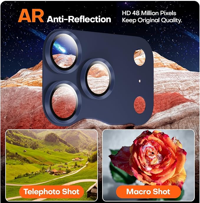 for iPhone 17 Pro Camera Lens Protector- Deep Blue | Aluminum Alloy, Tempered Glass Camera Cover, Nano Reinforced Adhesive, Accessories, Anti-Drop, Anti-Scratch, Case Friendly - Image 4