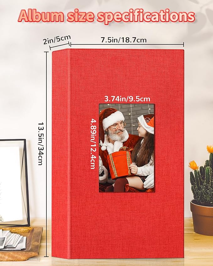 Artfeel Photo Album 4x6 with 300 Pockets,Slip-in Picture Albums,Linen Cover Memory Book with Front Window,White Page Vertical Photo Book for Wedding,Family,Anniversare,Baby,Vacation - Image 3