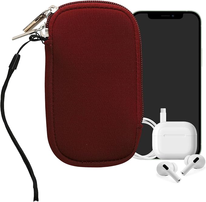 kwmobile Universal Phone Pouch Size XS - 3,5/4" - Neoprene Smartphone Pouch with Zip - Water-Repellent Mobile Phone Case - Sleeve in Bordeaux - Image 8