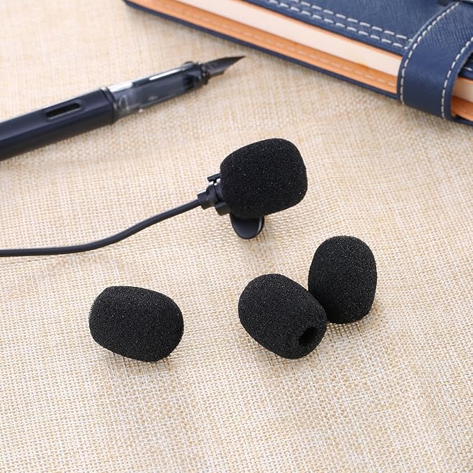 Eboot 5 Pack Mini Lapel Headset Microphone Windscreen Foam Cover, Black | Mic Muffler Pop Filter, Lapel Mic Foam Cover, Small Mic Windscreen,Fits Most Headset Mic Heads, Reduces Wind Noise - Image 2