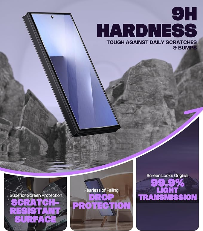 Orzero (3+3) Compatible for Samsung Galaxy Z TriFold, 3 Pack Front Screen Protector + 3 Pack Camera Lens Protector, Tempered Glass 9H High Definition Anti-Scratch Bubble-Free - Image 3