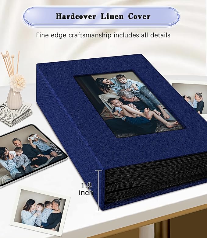 Ejblfe Photo Album 4x6,Linen Cover Slide-in Photo Album Book Can Holds 100 4x6 Photos with 50 Black Sheets for Family,Wedding,Baby and Holiday Pictures (Dark blue) - Image 5