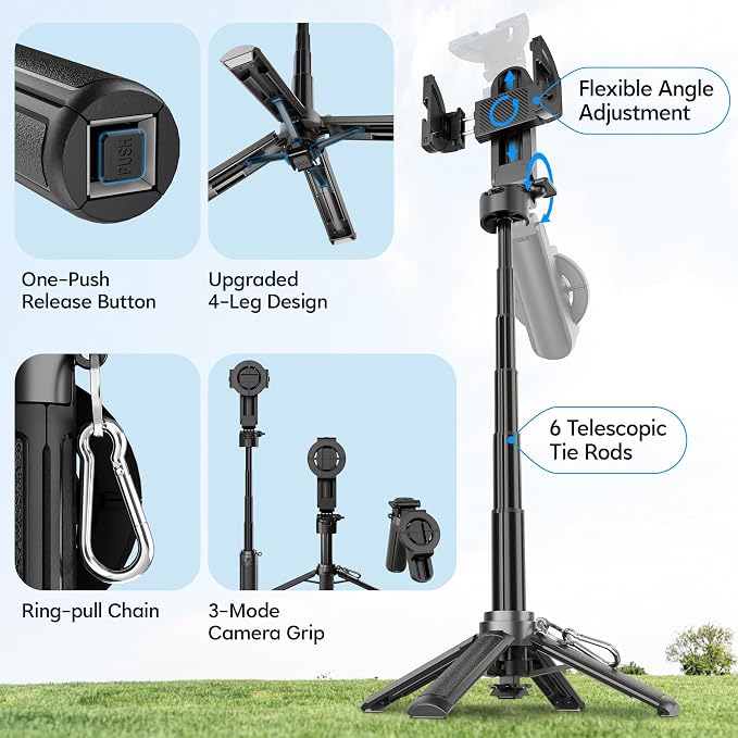 14.5" Mini Magnetic Tripod for iPhone, Selfie Stick with Remote for MagSafe, Portable Pocket Size Selfie Stick with Metal Ring, Small/Compact Cell Phone Stand for Recording, Travel and Vlogging-Black - Image 4