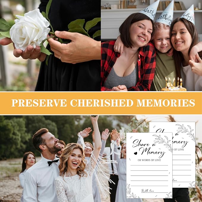 Share a Memory Cards - Share Words of Love - Keepsake Funeral Card, Guest Book Alternative, Minimalist Memory Cards for Birthday, Bridal Shower, Funeral Memory Books and Boxes, Memorial Service Decor - Image 6