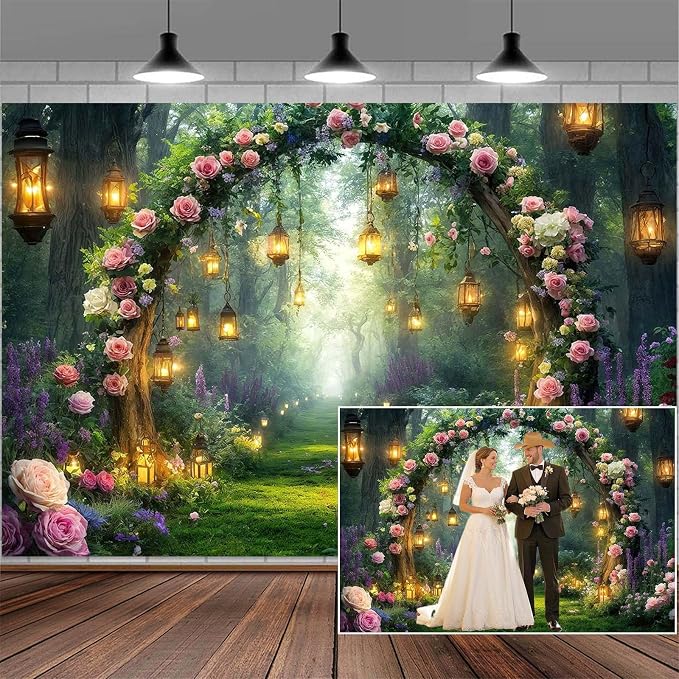 10x8ft Purple Flower Wedding Photography Backdrop Lavender Floral Wedding Bridal Photography Backdrop Anniversary Birthday Baby Shower Girl Party Banner Photo Booth Props Background Wall Decor by Mtsxfy