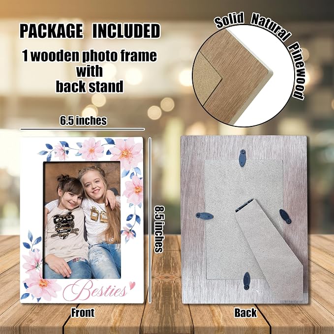 Best Friends Picture Frame 4 X 6 Photo, Friendship Picture Frame With Back Bracket, Desktop Display, Sisters Besties Gifts, Women's Home Office Decor And Accessories -D04 - Image 2