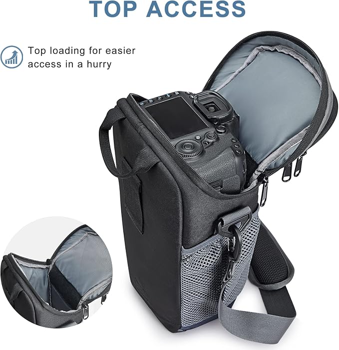 S-ZONE Camera Bag DSLR/SLR Waterproof Camera Case for Photographers Holster Compatible with Nikon Canon Sony | Strong Buckle,Rain Cover,Compatible with Nikon Canon Sony - Image 5