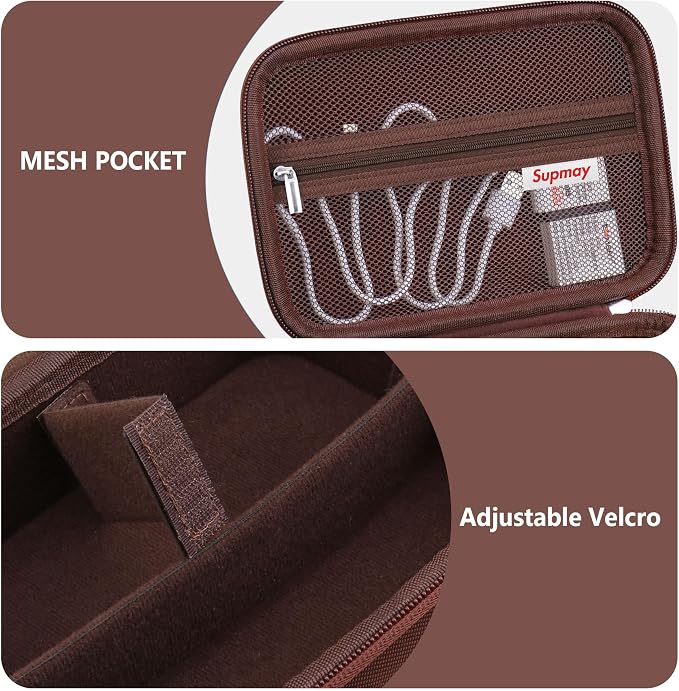 Hard Travel Case for Sony ZV-1F / ZV-1 / ZV-1 II Digital Camera, Protective Cases Bag Fits Vlogger Accessory Kit Tripod, Microphone, LED Video Light, Extra Zipper Pocket fit Battery Pack, Brown - Image 4