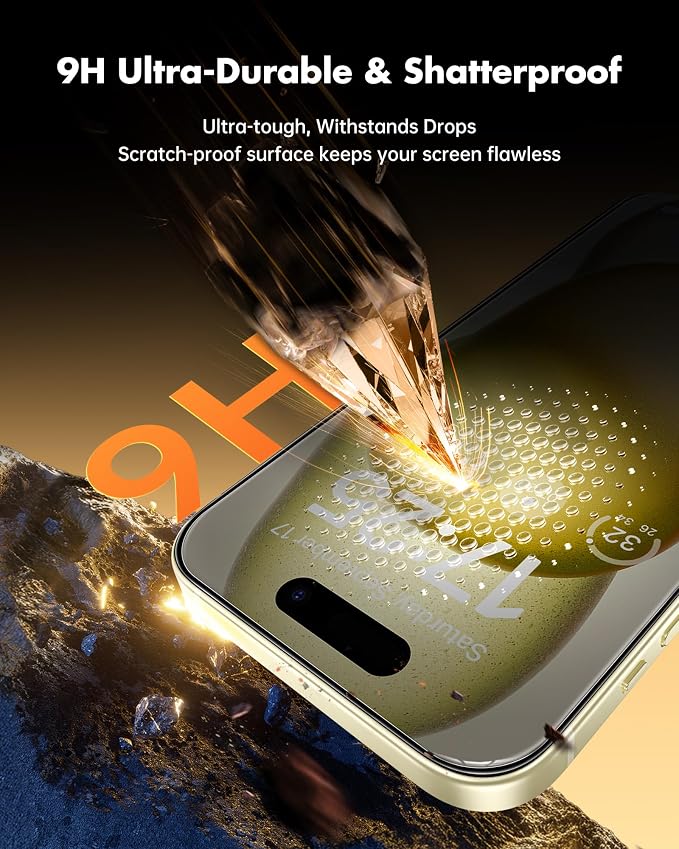 UNBREAKcable Privacy Screen Protector for iPhone 15 Plus, 2-Pack | True 28° Anti-Spy, Shatterproof Tempered Glass, 9H Hardness, Easy Install, Bubble-Free, Anti-Scratch, Case Friendly - Image 4