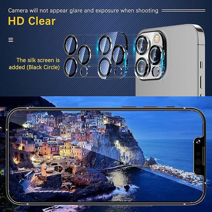 UniqueMe 3 Pack for iPhone 13 Pro/13 Pro Max Camera Lens Protector-Clear | Tempered Glass, Case Friendly, New version, Scratch-Resistant, Easy Installation - Image 5