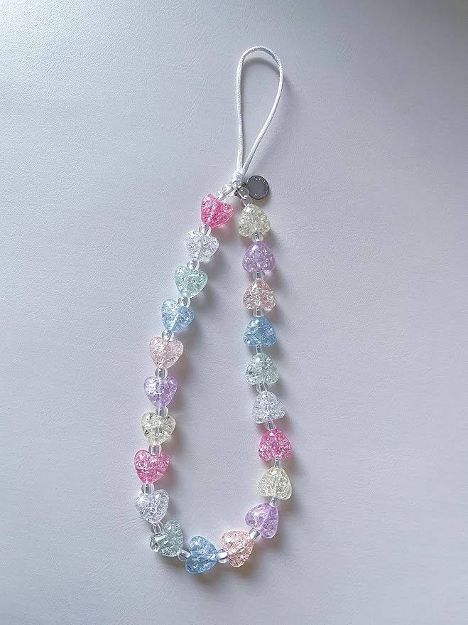 Drawwind Phone Charm Beaded Wristlet Strap Universal Cell Phone Lanyard Cute Bracelet Wrist Strap Beaded Chain String Handmade Accessories for Case Camera Bags (Hearts Galore) - Image 6