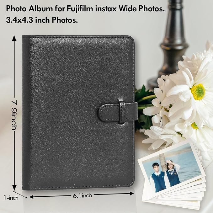 Rieibi Photo Album for Fujifilm Instax Wide210/Wide300/Wide400 Camera, 3.4x4.3 Inch Wide Film 80 Pockets PU Leather Photo Frame for Instax Wide 400 Album, Album for Instax Wide series - Image 2