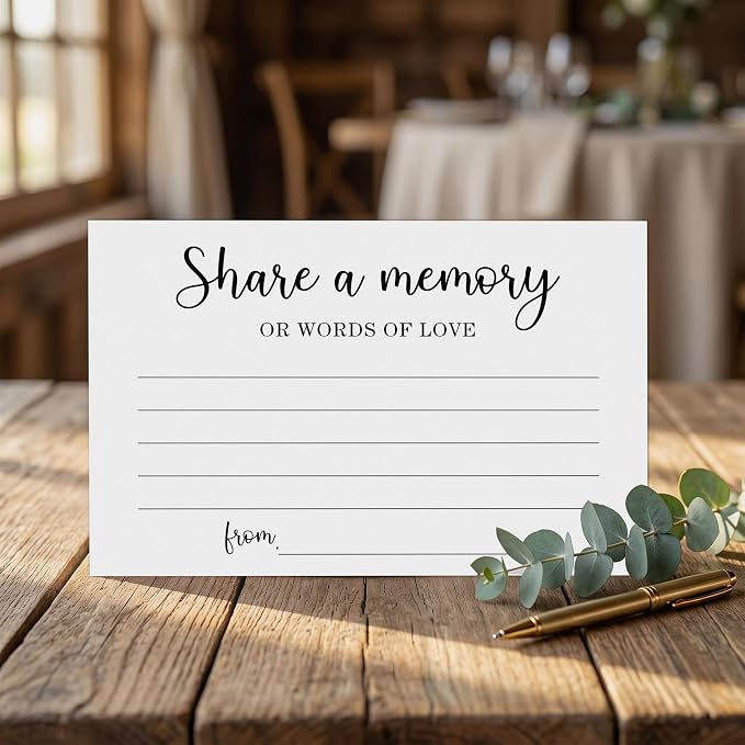 Share a Memory Cards - Share Words of Love - Keepsake Funeral Card, Guest Book Alternative, Minimalist Memory Cards for Birthday, Funeral Memory Books and Boxes, Memorial Service Decorations - A01 - Image 3